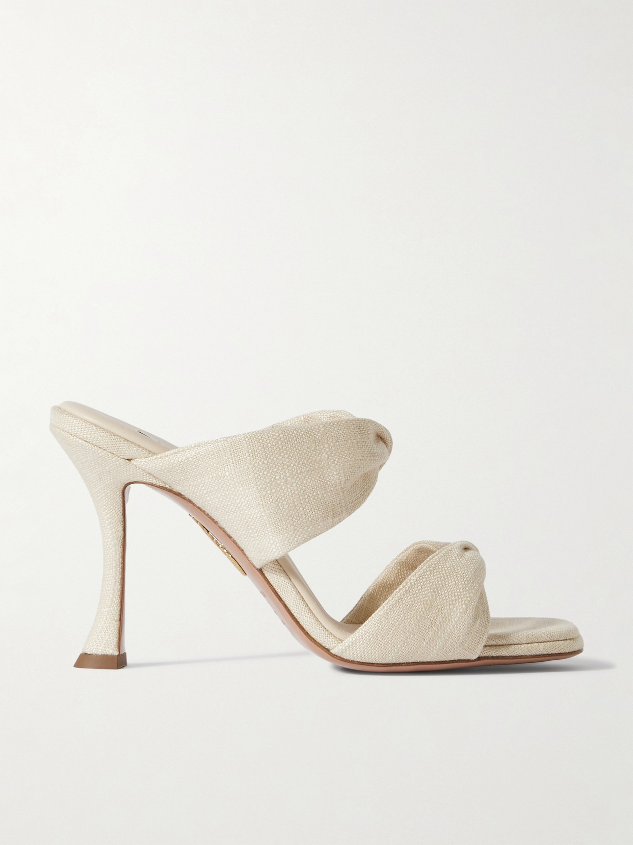 Aquazzura - Twist 95 Linen Mules - Off-white