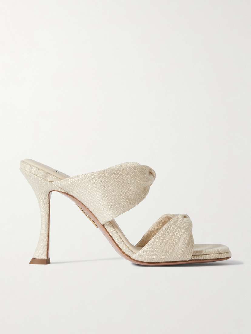 Aquazzura Twist 95 Linen Mules