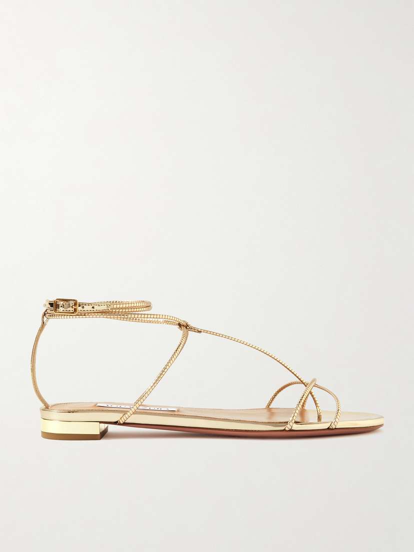 Aquazzura Roman Romance Metallic Faux Leather Sandals