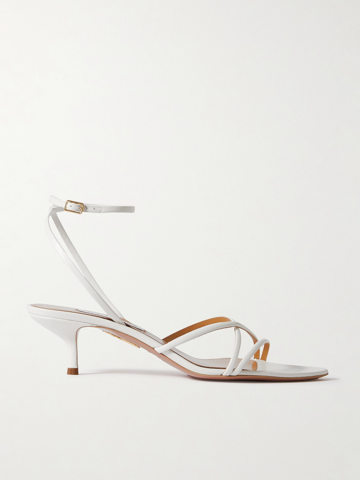 Shop Aquazzura Roy 50 Leather Sandals In White