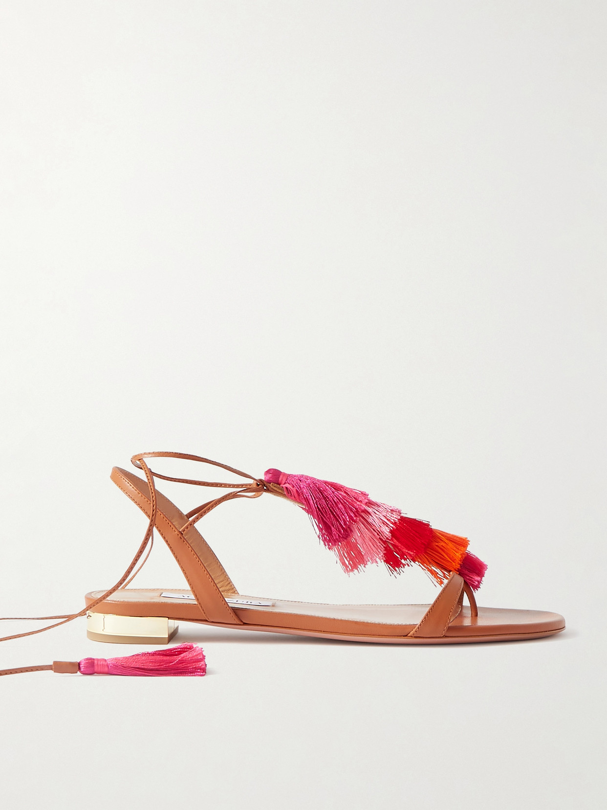 Aquazzura Capri Tassel Leather Sandals In Pink