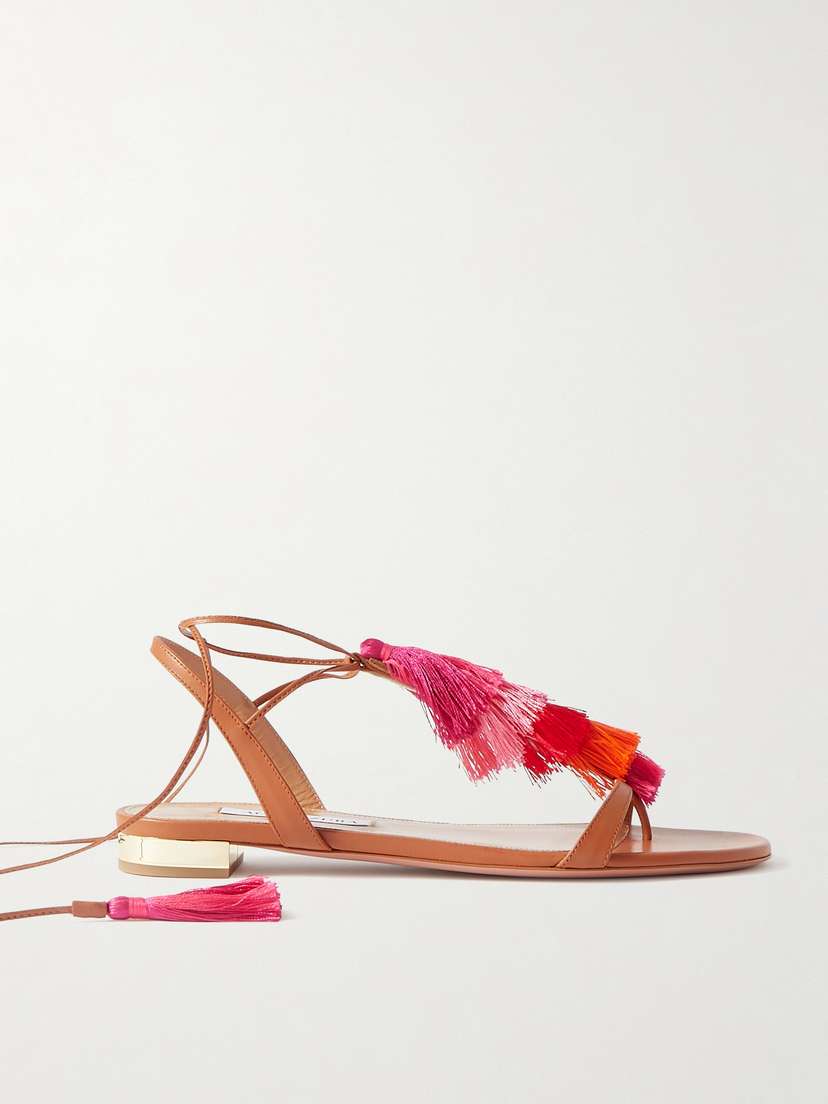 Aquazzura Capri Tassel Leather Sandals