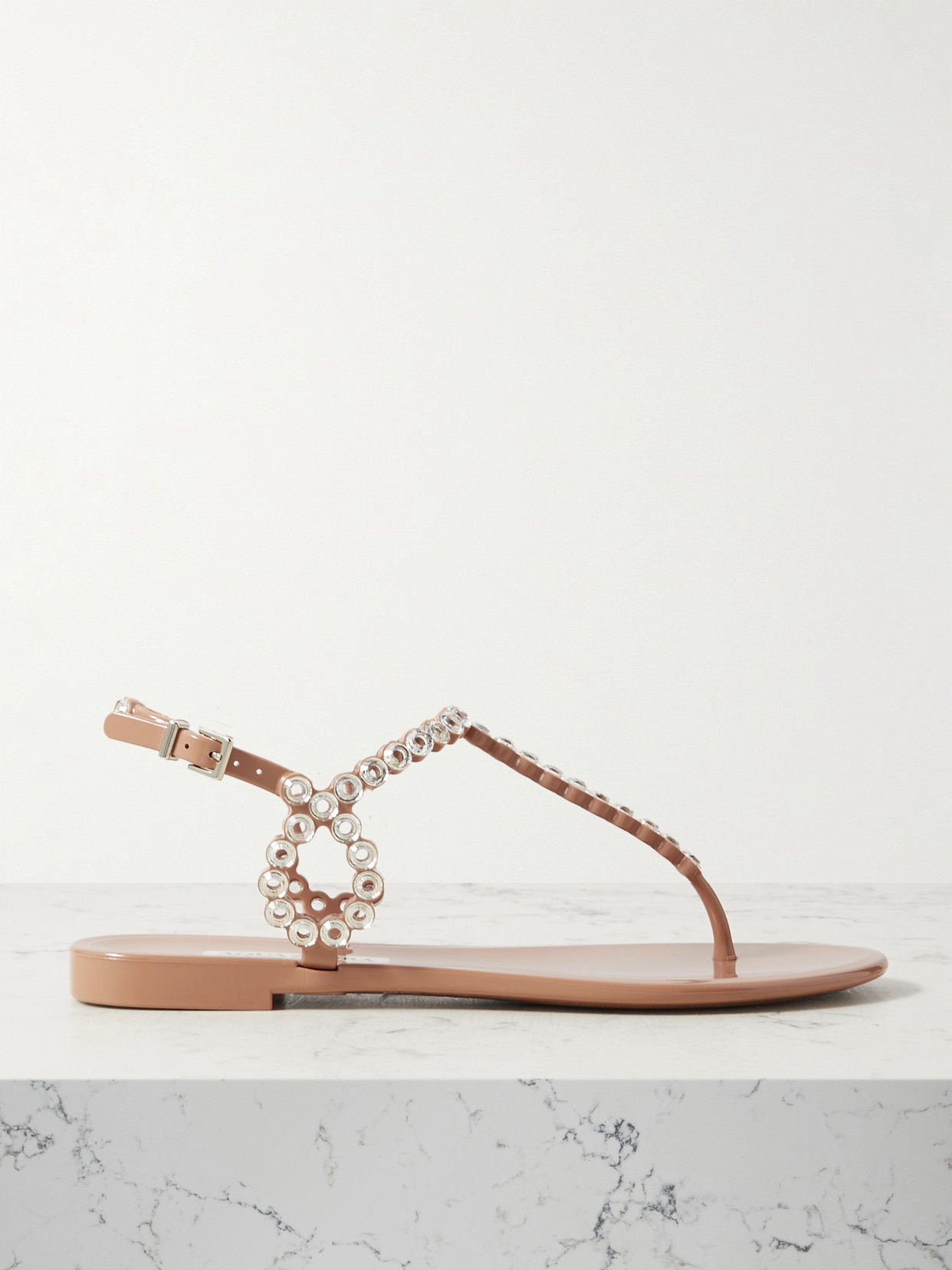 Shop Aquazzura Almost Bare Crystal-embellished Pvc Sandals In Pink