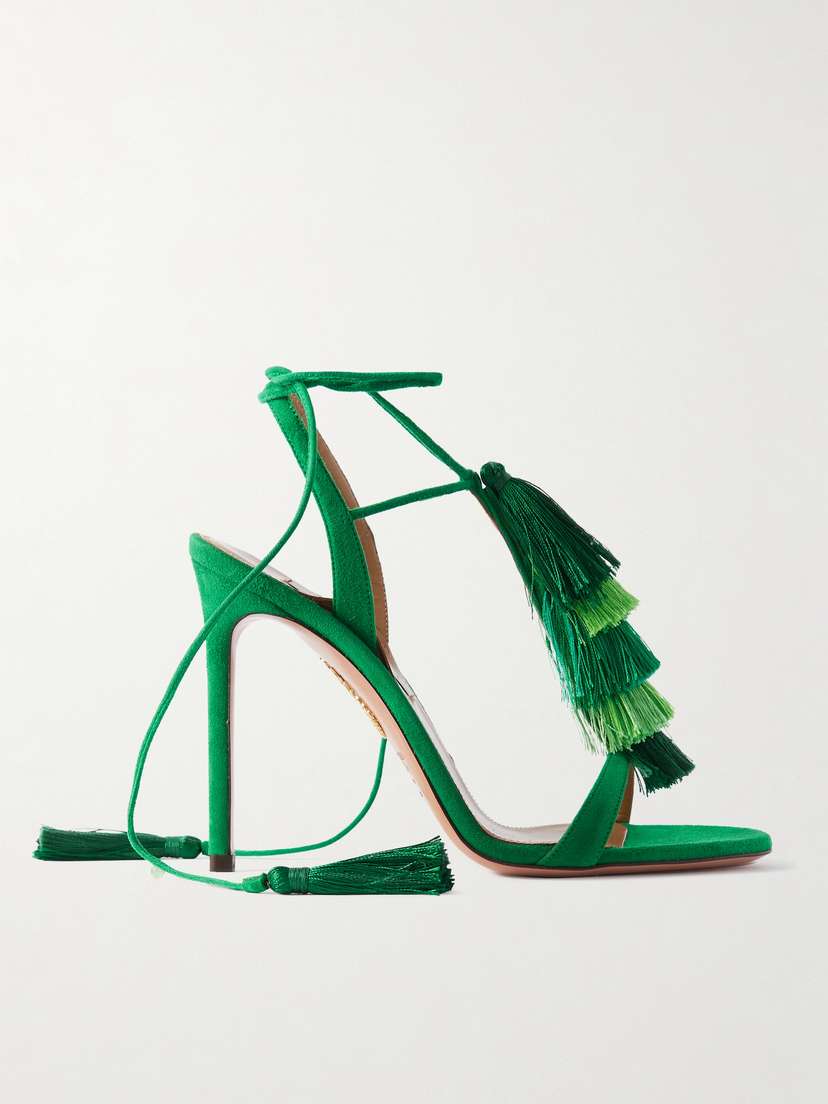 Aquazzura Capri Tassel Suede Sandals