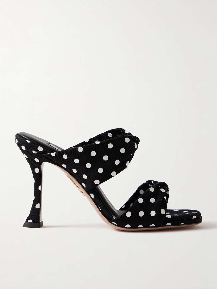 Aquazzura Twist 95 Polka-dot Grosgrain Mules