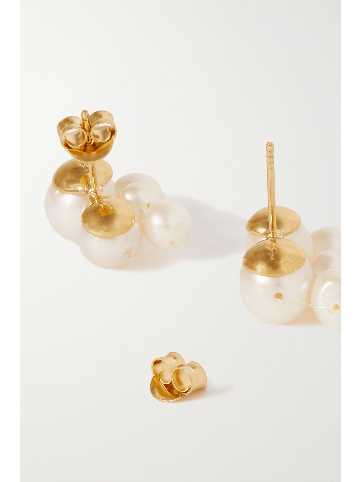 Shop Completedworks Universal Code Gold Vermeil Pearl Earrings In White