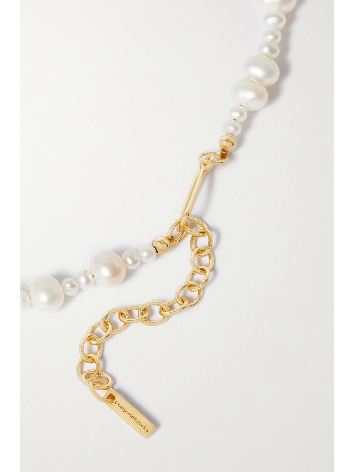 Shop Completedworks + Net Sustain Glitch Recycled Gold Vermeil, Cubic Zirconia And Pearl Necklace In White