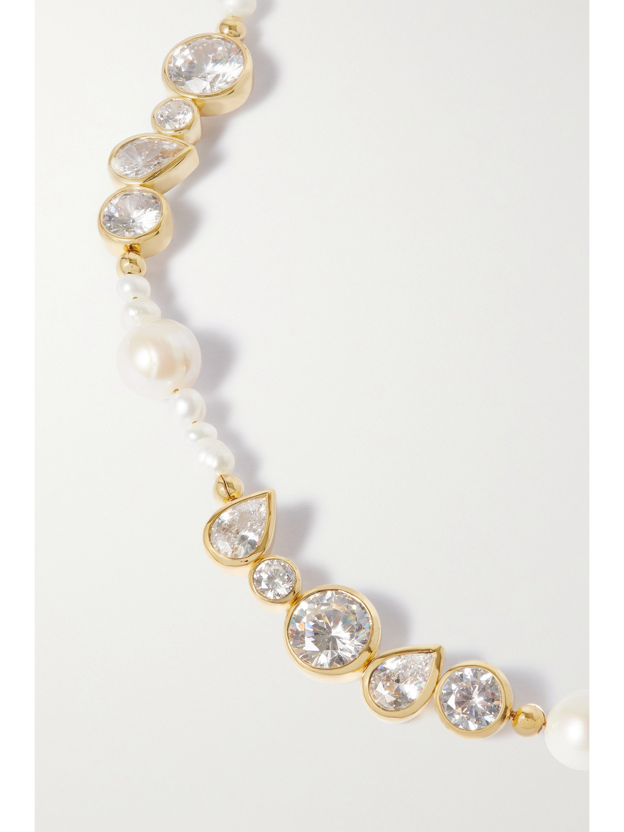 Completedworks + Net Sustain Glitch Recycled Gold Vermeil, Cubic Zirconia And Pearl Necklace In White