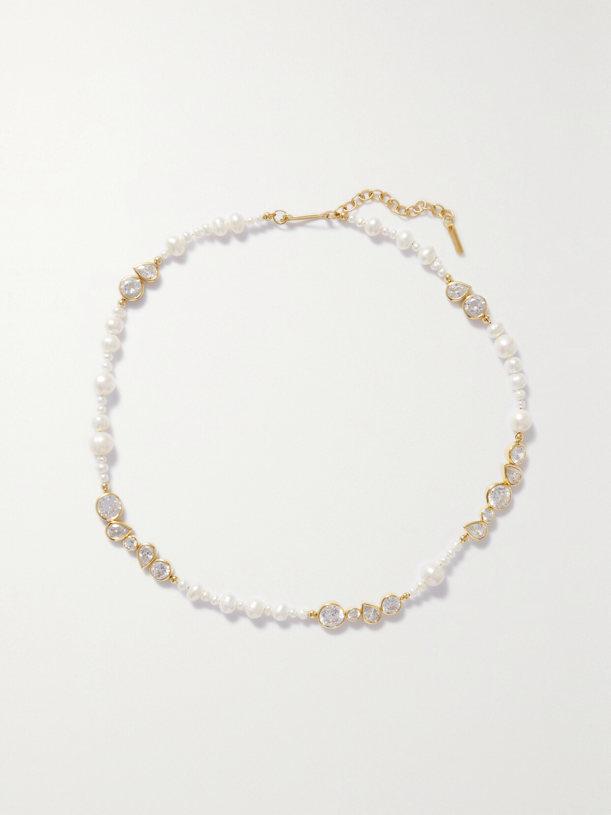 Completedworks - + Net Sustain Glitch Recycled Gold Vermeil, Cubic Zirconia And Pearl Necklace - White