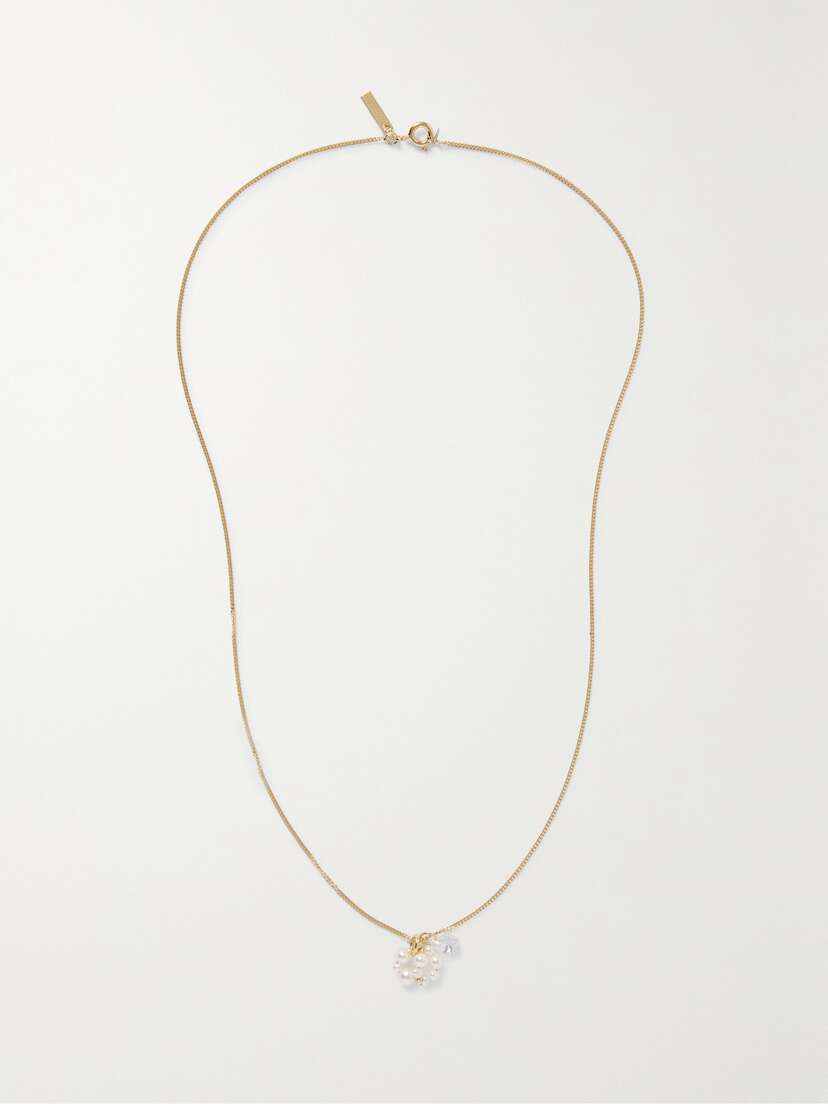 Completedworks The Weight Of Magical Thinking Recycled Gold Vermeil, Cubic Zirconia And Pearl Necklace