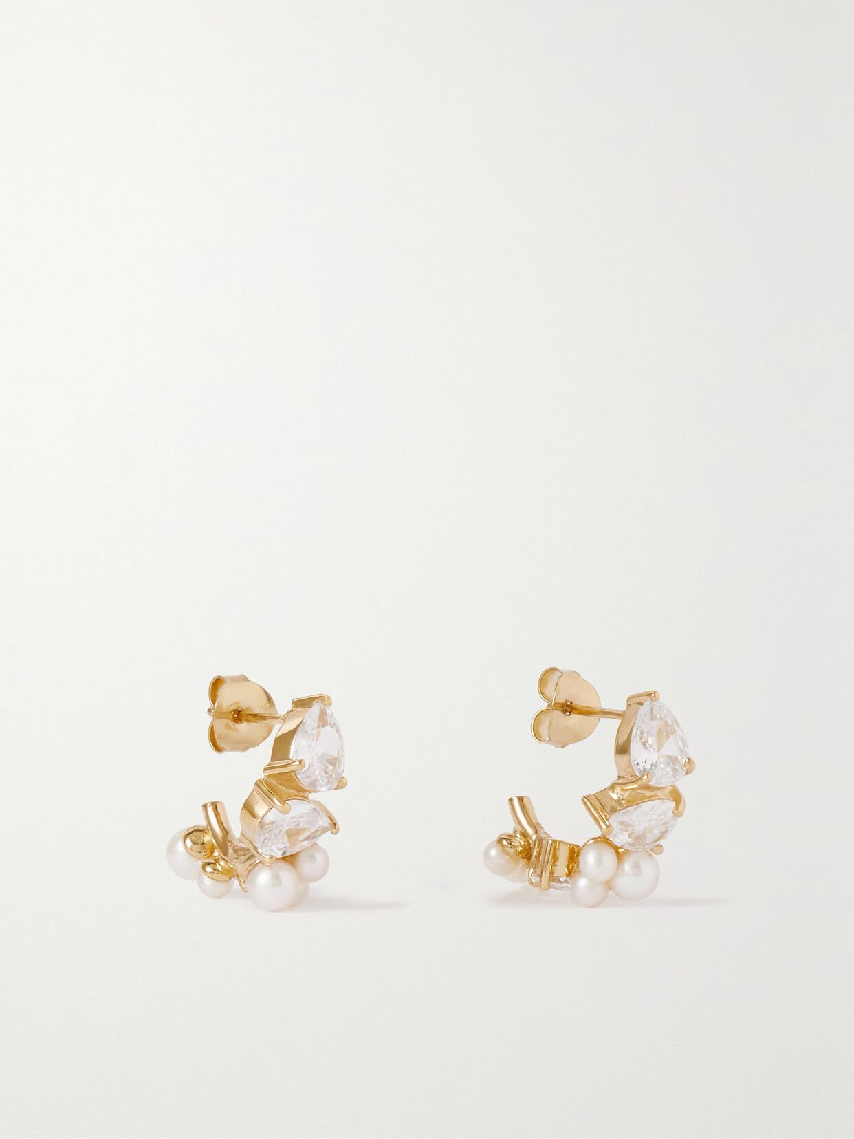 Shop Completedworks + Net Sustain Chasing Shadows Recycled Gold Vermeil, Cubic Zirconia And Pearl Earrings