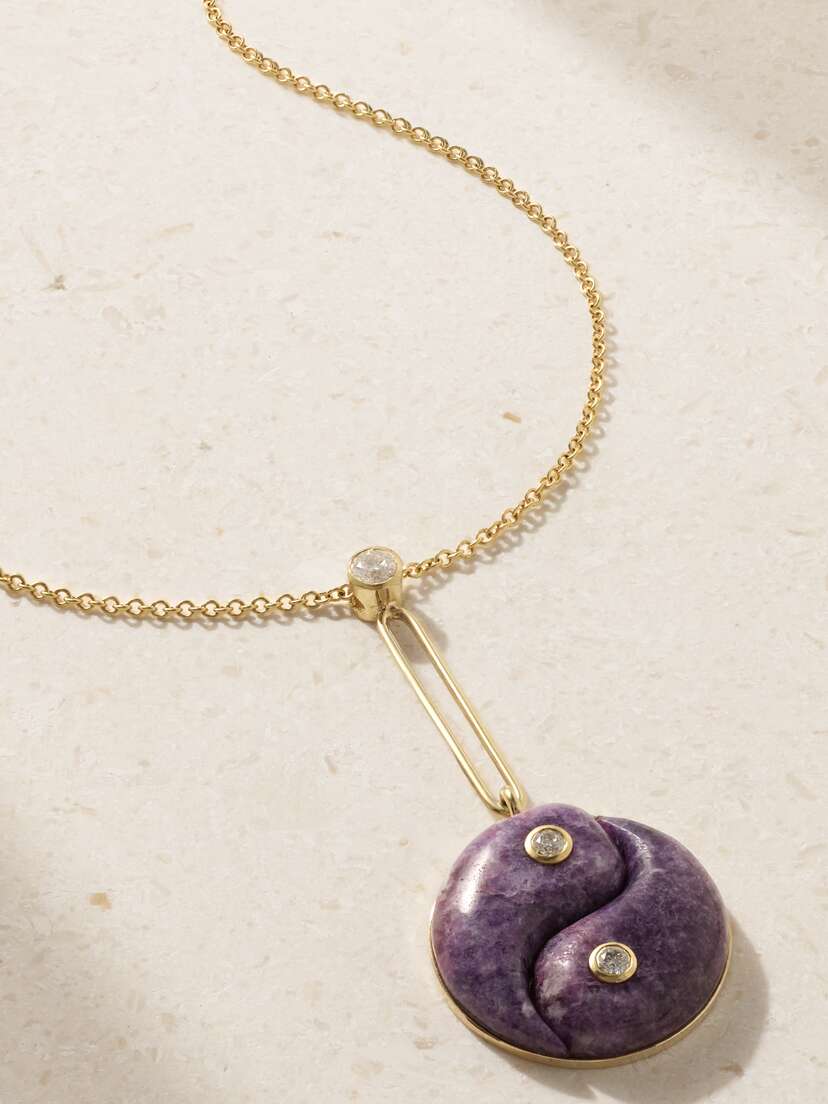 Retrouvaí Yin Yang 14-karat Gold, Lepidolite And Diamond Necklace