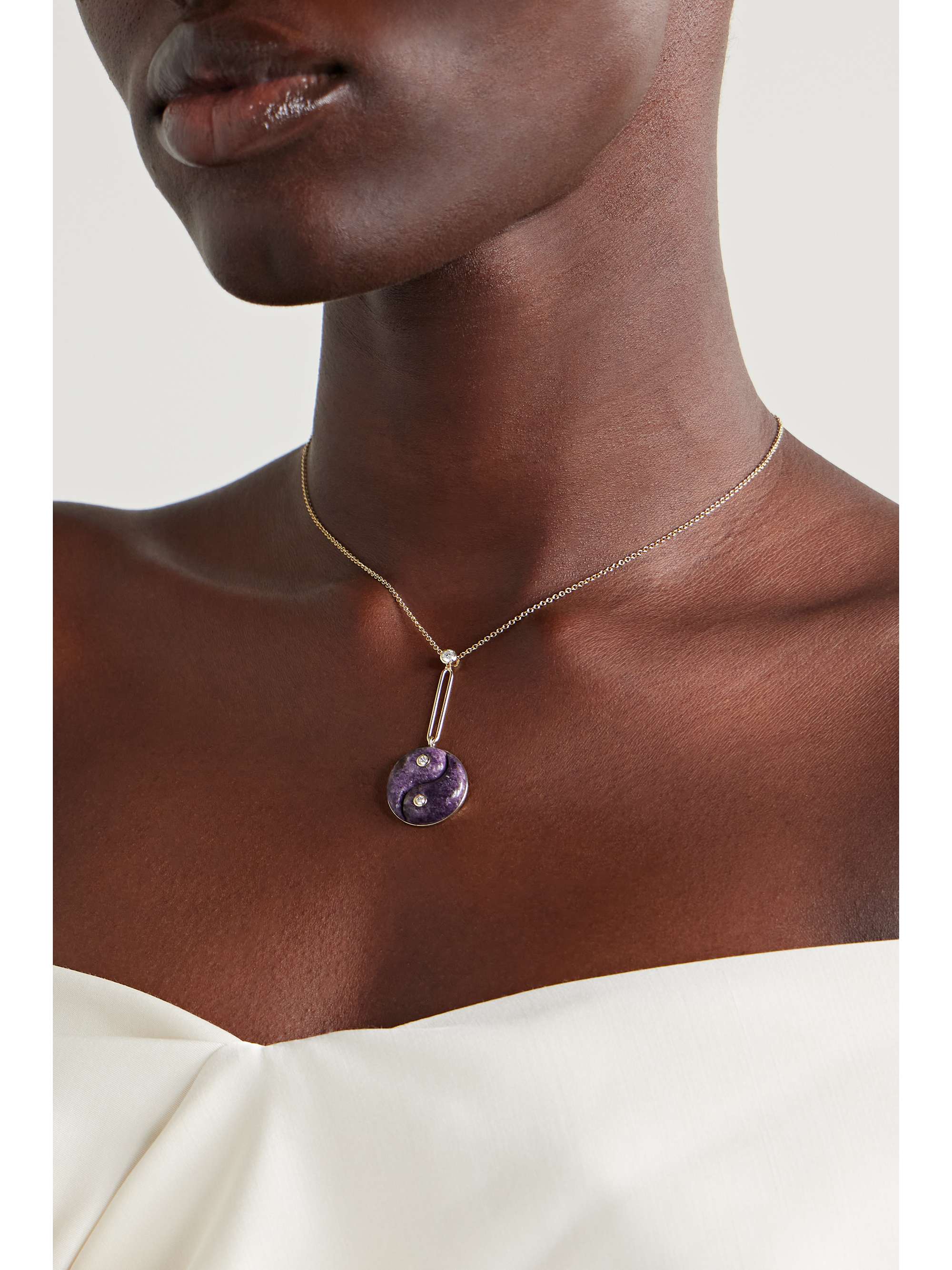 RETROUVAÍ Yin Yang 14-karat gold multi-stone necklace