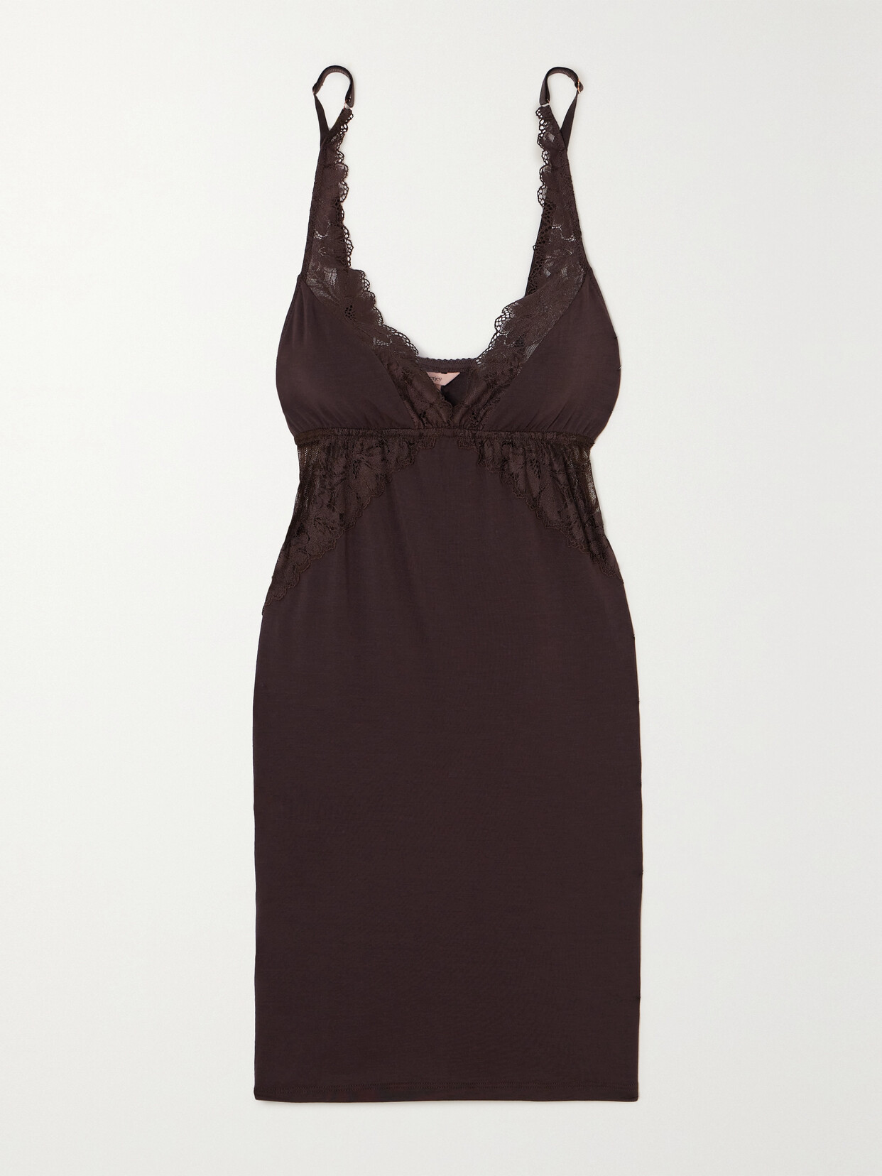 Eberjey - Rosalia Lace-trimmed Stretch-tencel Modal Chemise - Brown