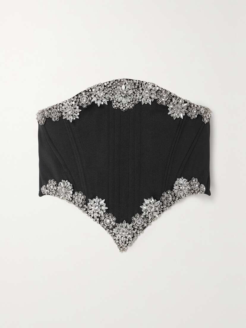 Clio Peppiatt Crystal-embellished Satin-twill Waist Belt