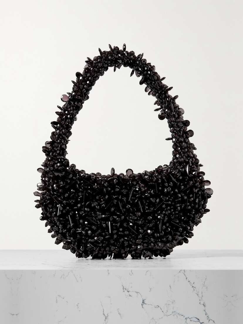 Clio Peppiatt Quartz Bead-embellished Satin Shoulder Bag