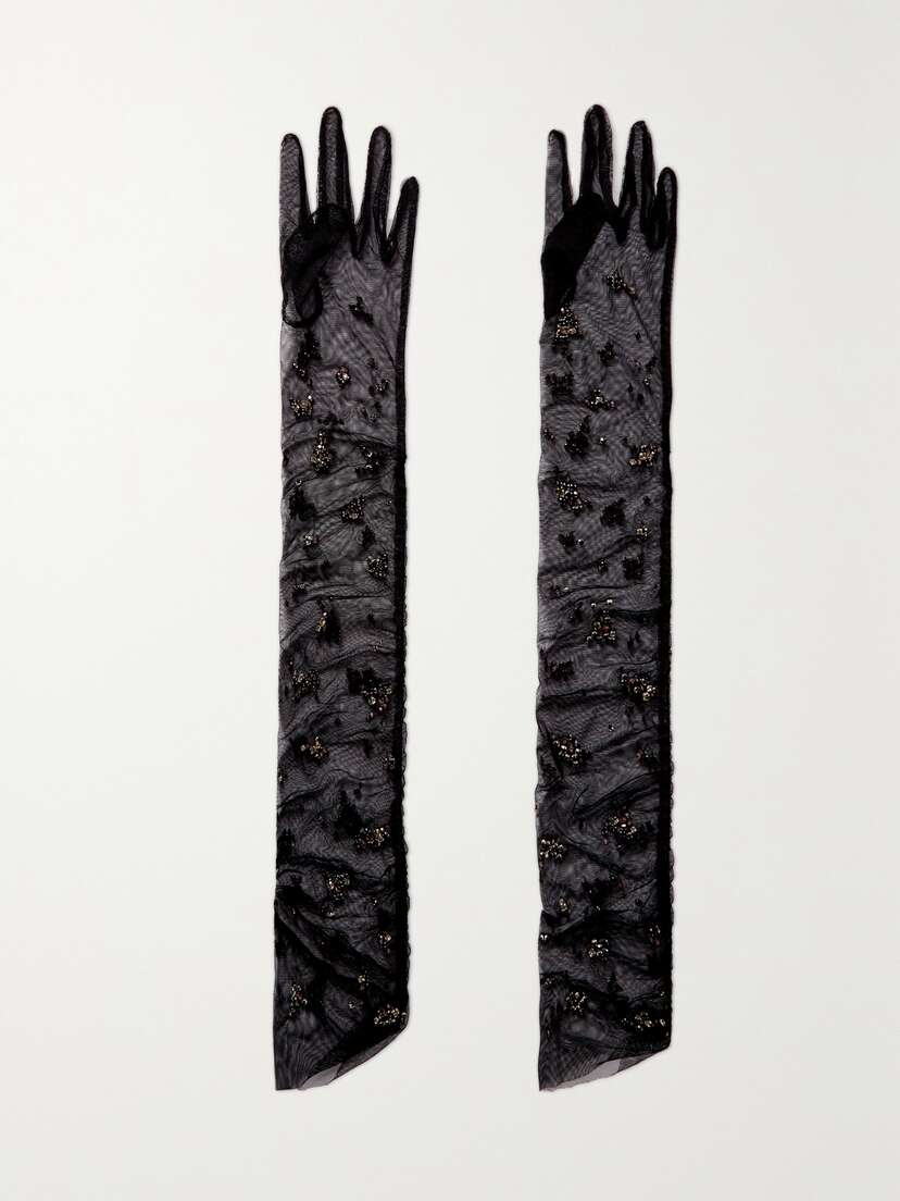 Clio Peppiatt Embellished Tulle Gloves