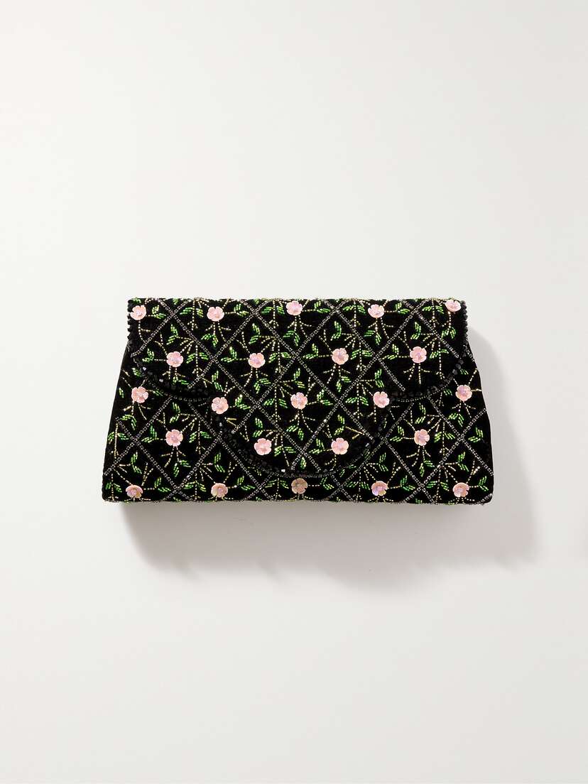 Clio Peppiatt Embellished Velvet Clutch