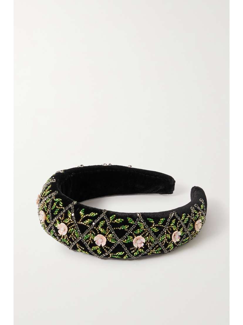 Clio Peppiatt Embellished Velvet Hairband -  - One size