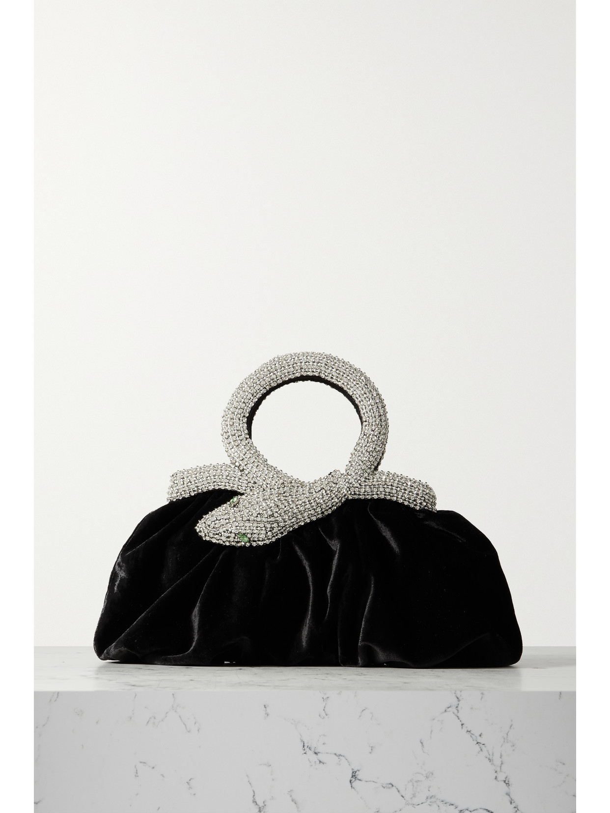 Clio Peppiatt - Eve Embellished Velvet Tote - Black