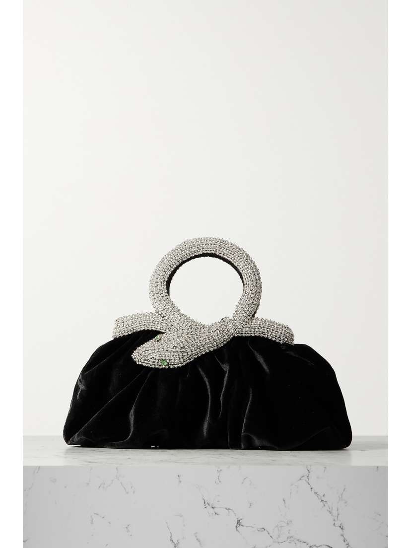 Clio Peppiatt Eve Embellished Velvet Tote