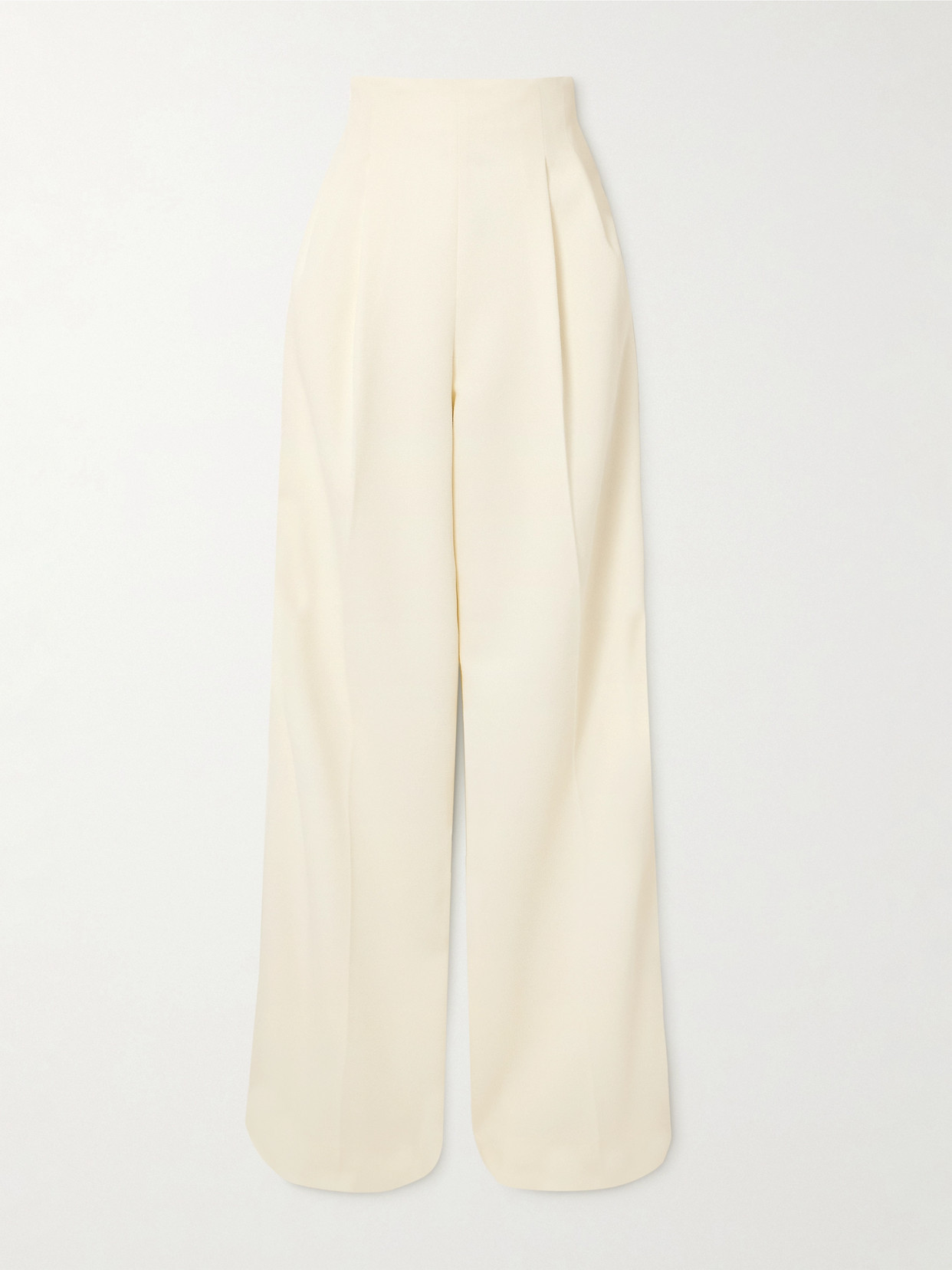 Emilia Wickstead Clarine Pleated Crepe Wide-leg Pants In Ivory