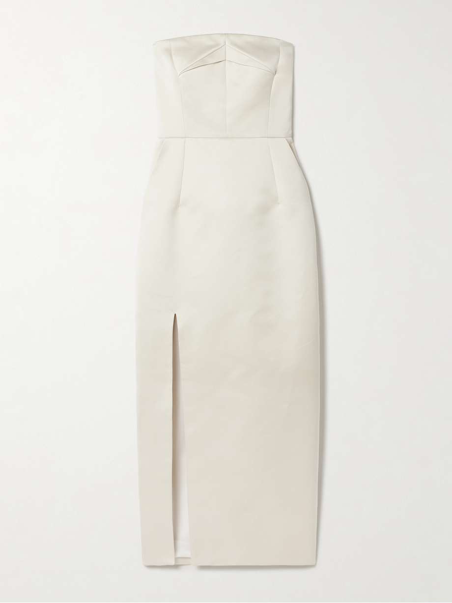 pola strapless duchesse-satin midi dress
