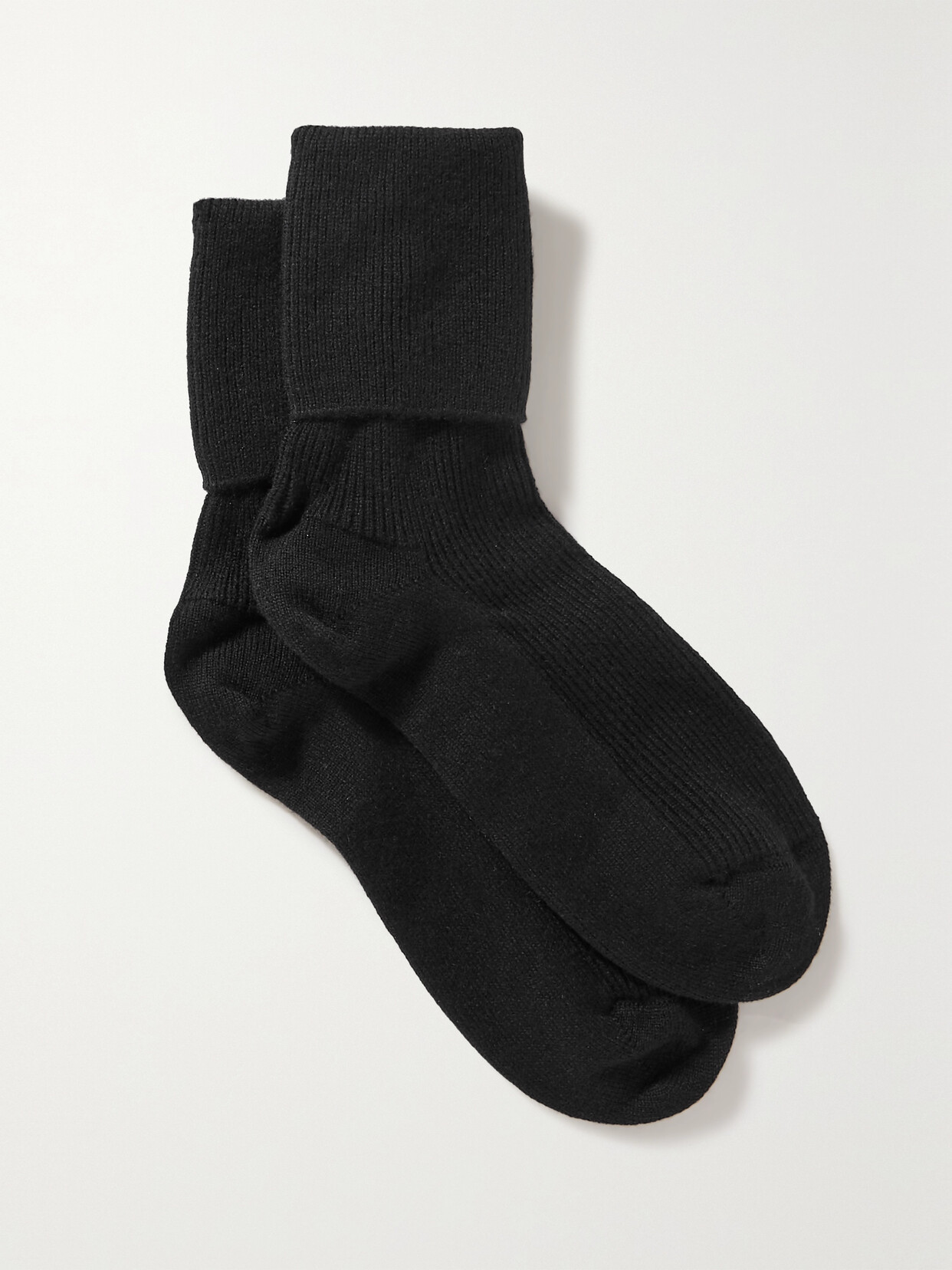 Johnstons Of Elgin Ribbed Cashmere-blend Socks In Black