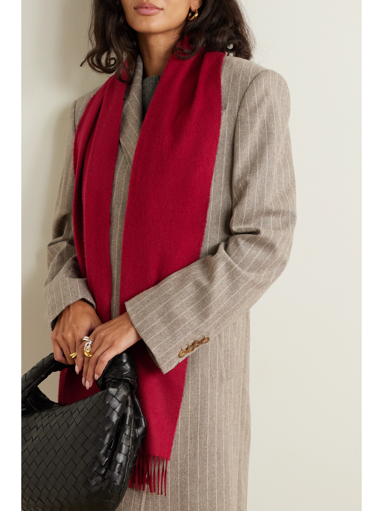 Shop Johnstons Of Elgin Fringed Cashmere Scarf In Burgundy