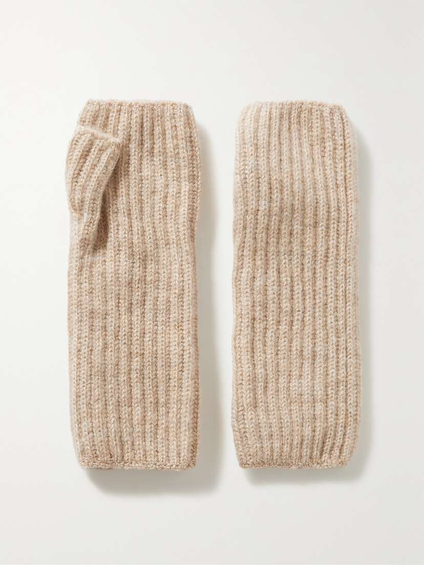 Johnstons of Elgin Ribbed Cashmere Fingerless Gloves