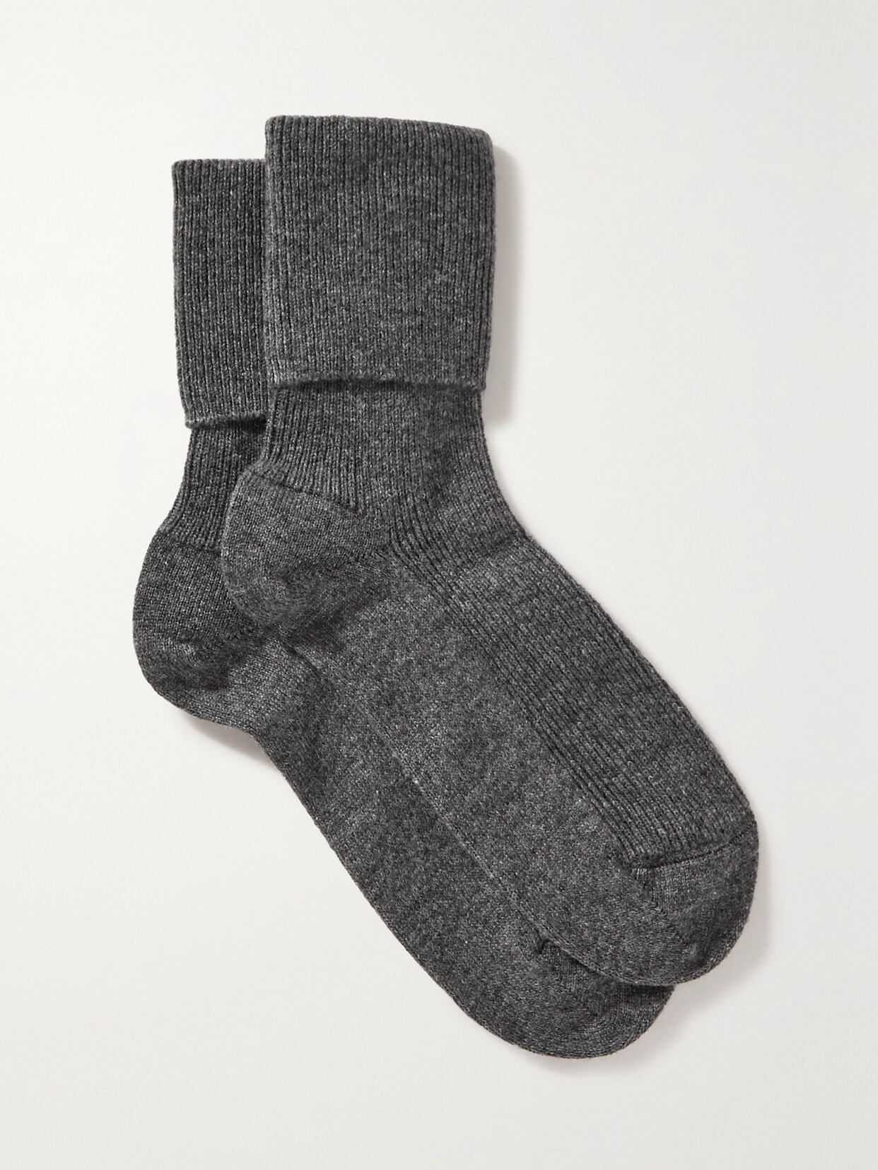 Johnstons Of Elgin Ribbed Cashmere-blend Socks In Gray