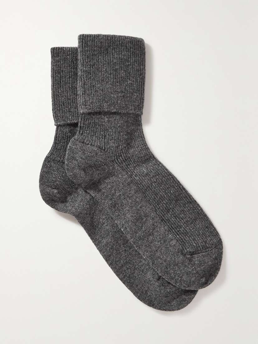 Johnstons of Elgin Ribbed Cashmere-blend Socks