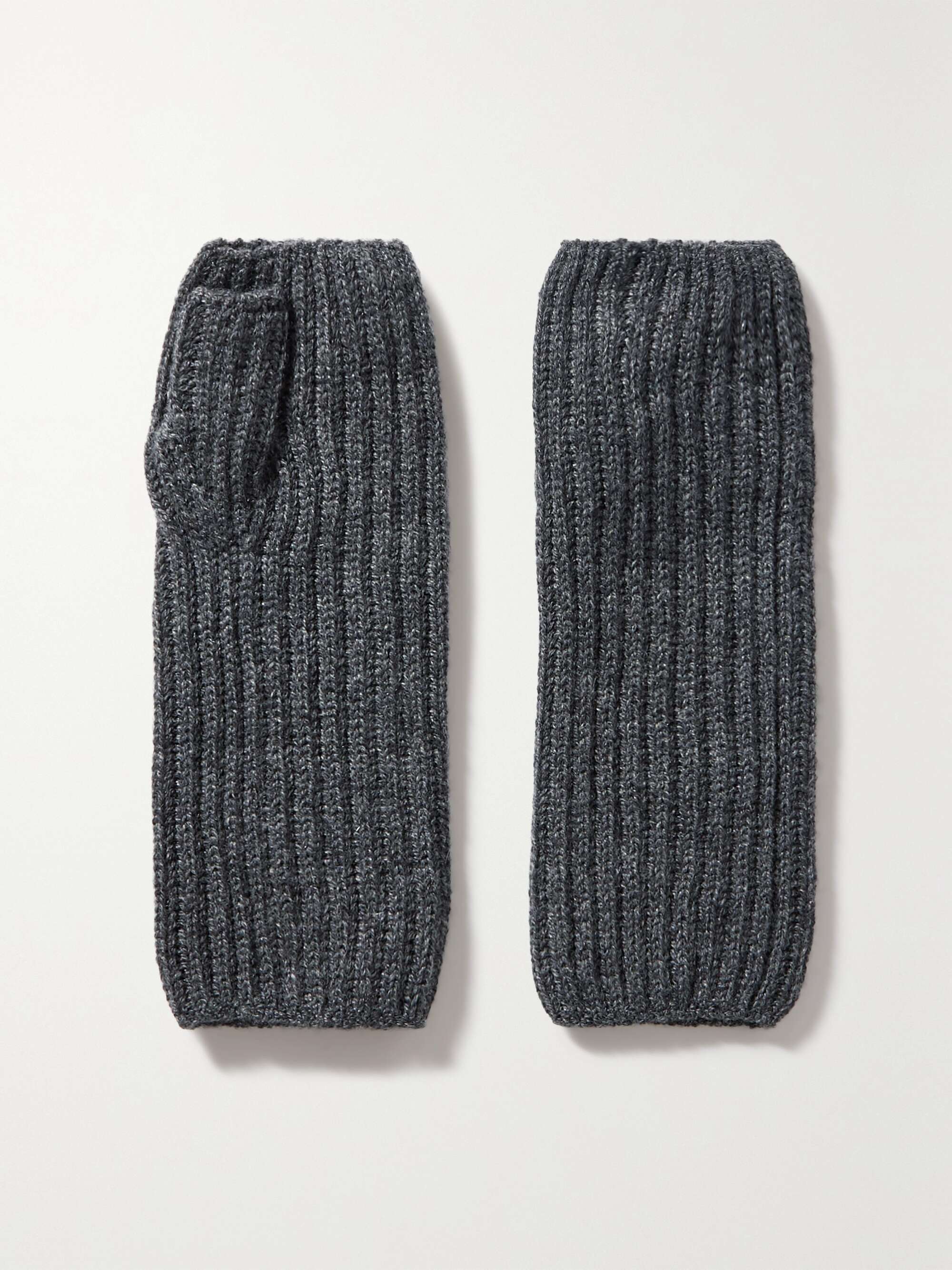 JOHNSTONS OF ELGIN Ribbed cashmere fingerless gloves NETAPORTER