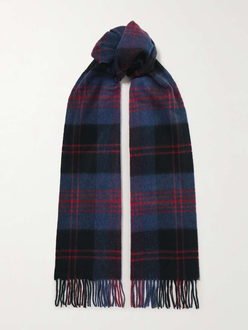 Johnstons of Elgin Fringed Checked Cashmere Scarf