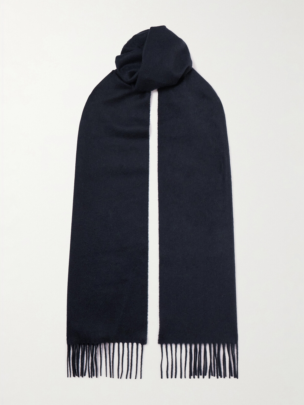 Johnstons Of Elgin Fringe Cashmere Scarf In Dark Navy