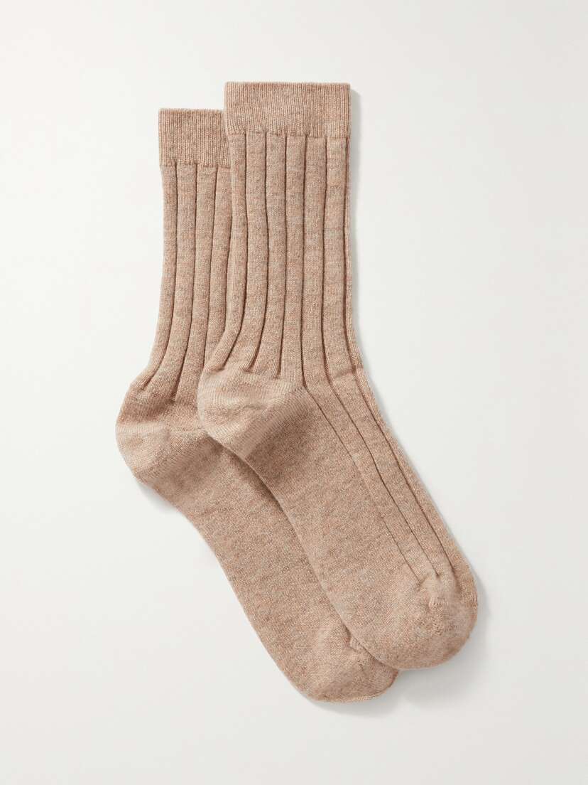 Johnstons of Elgin Ribbed Cashmere-blend Socks