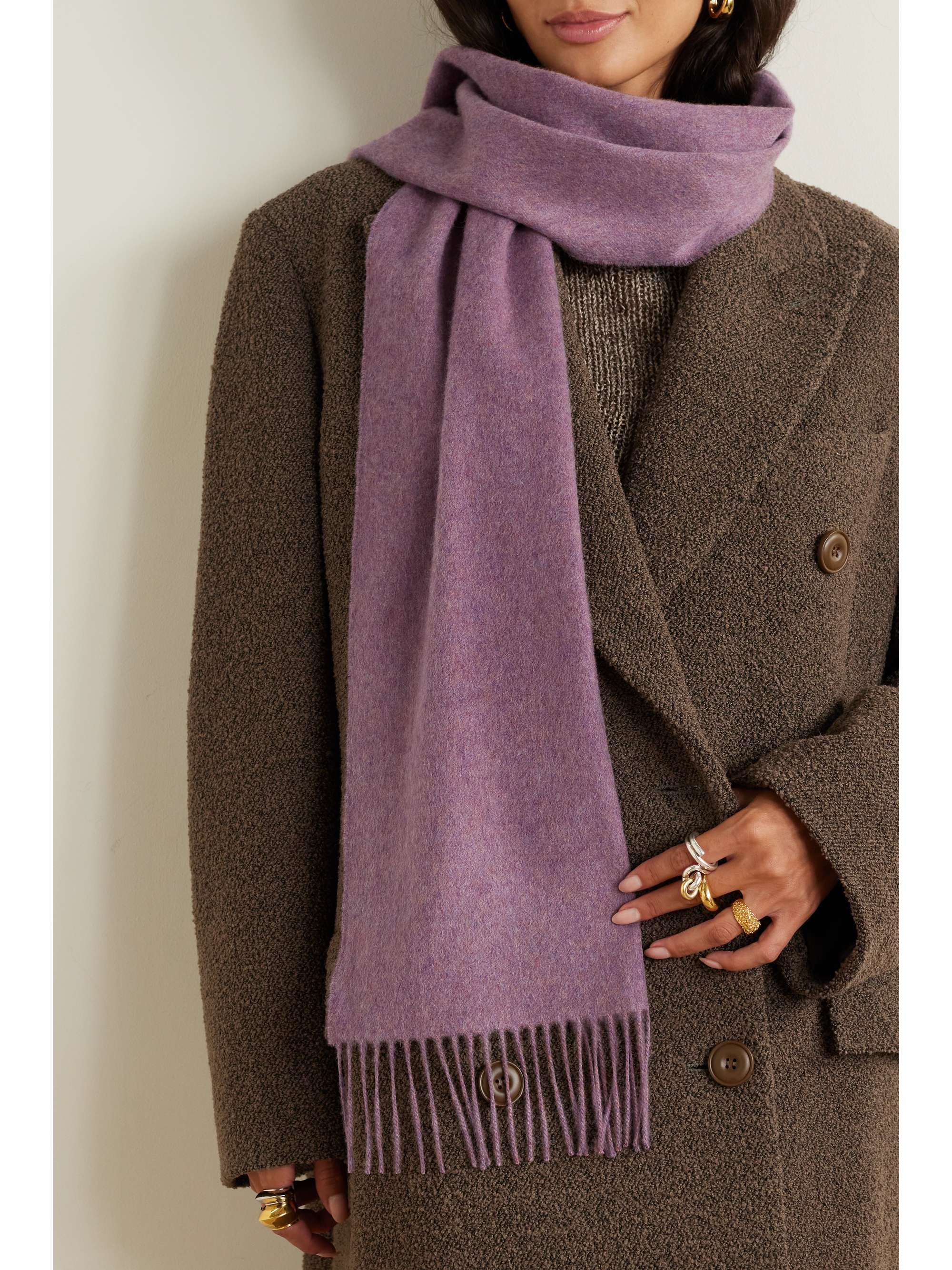 JOHNSTONS OF ELGIN Fringed cashmere scarf NETAPORTER