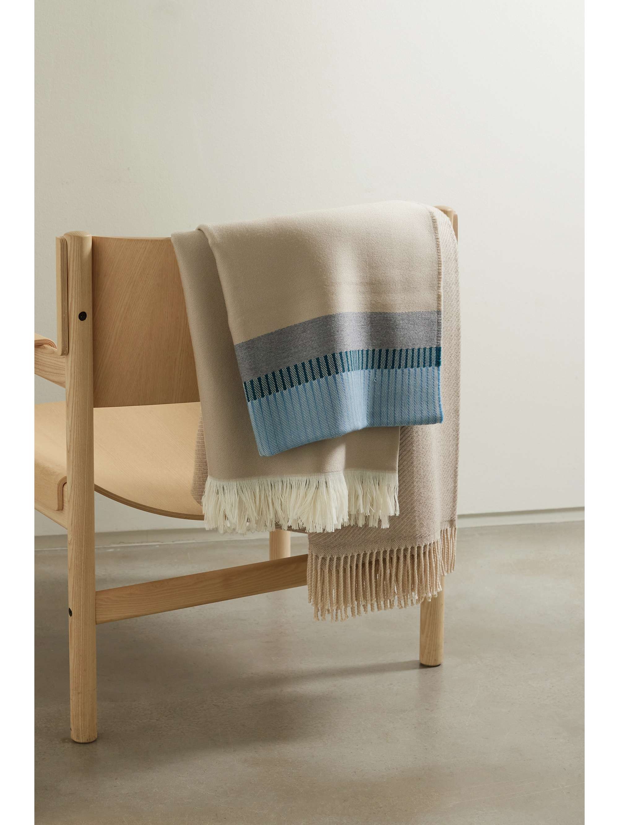 JOHNSTONS OF ELGIN Fringed striped merino wool and cashmereblend throw NETAPORTER