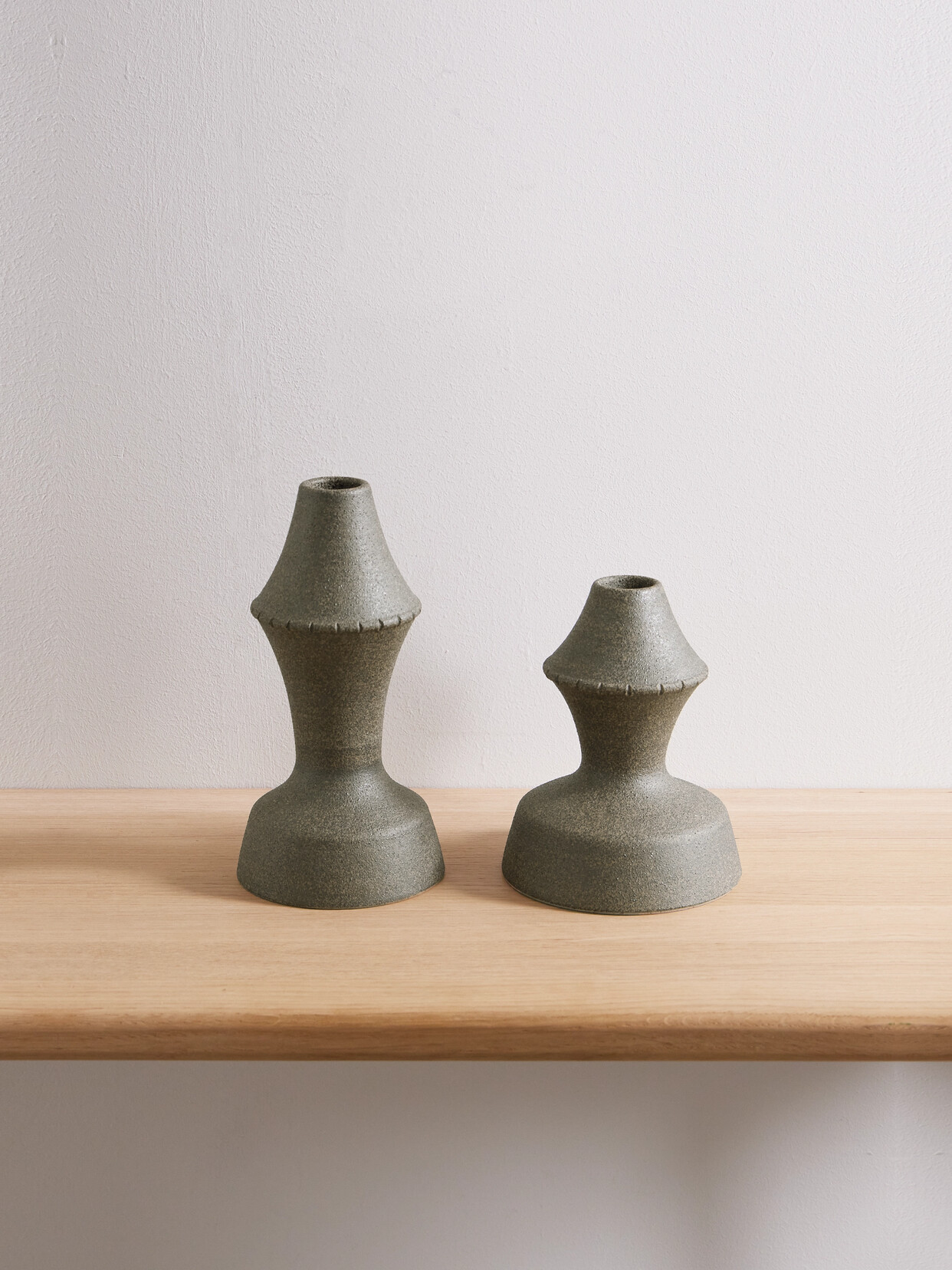 Marloe Marloe - Amal Set Of Two Speckled Iron Clay Candle Holders - Unknown