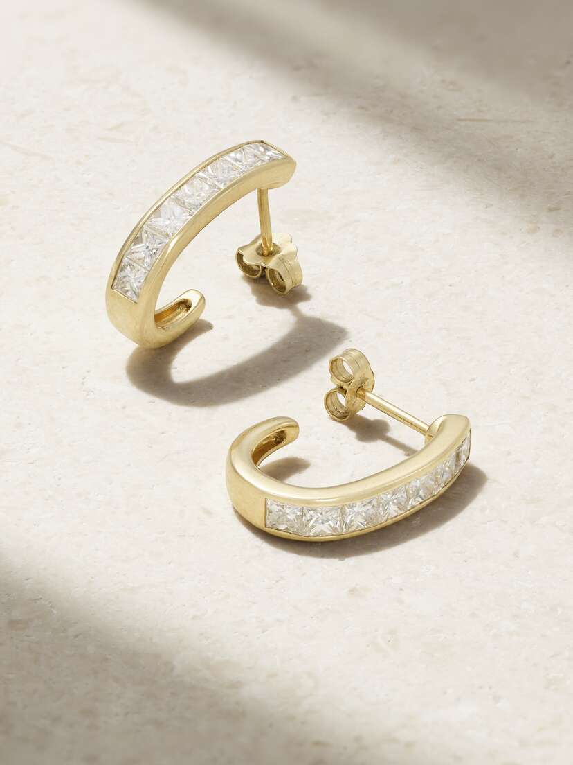 Lucy Delius 14-karat Recycled Gold Diamond Hoop Earrings