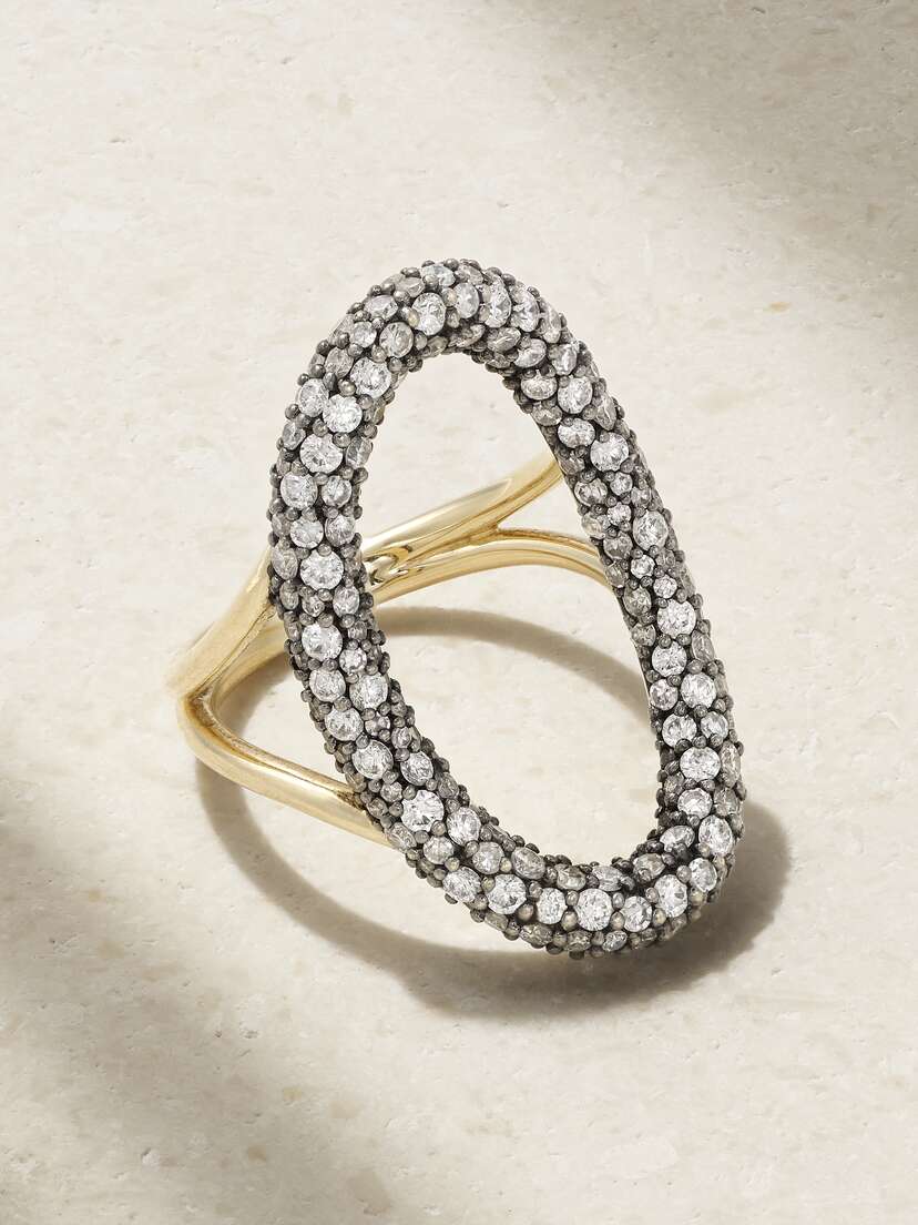 Lucy Delius Gallery Portrait Rhodium-plated 14-karat Gold Diamond Ring