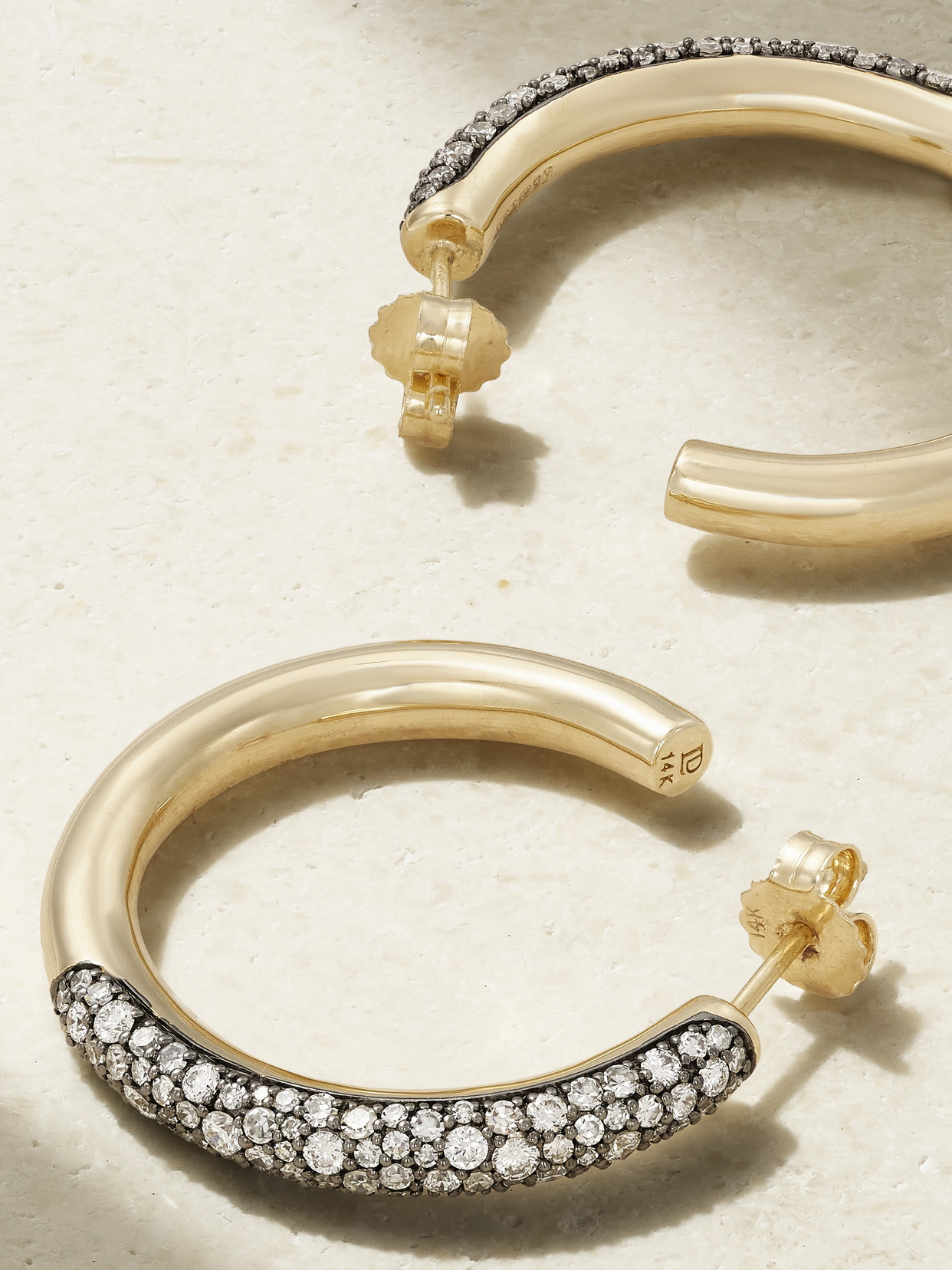 Lucy Delius Dark Side Of The Moon Rhodium-plated 14-karat Recycled Gold Diamond Hoop Earrings In Gold