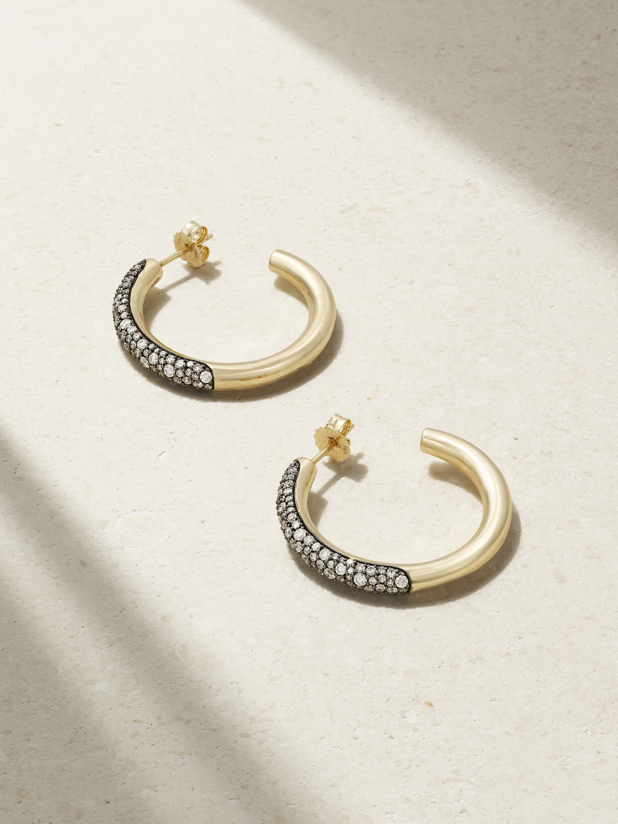 Lucy Delius Dark Side Of The Moon Rhodium-plated 14-karat Recycled Gold Diamond Hoop Earrings