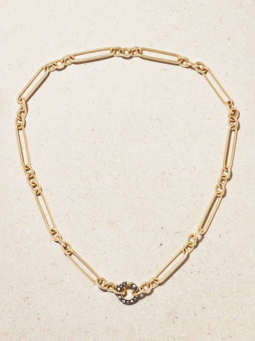 Lucy Delius Trombone Rhodium-plated 14-karat Recycled Gold Diamond Necklace