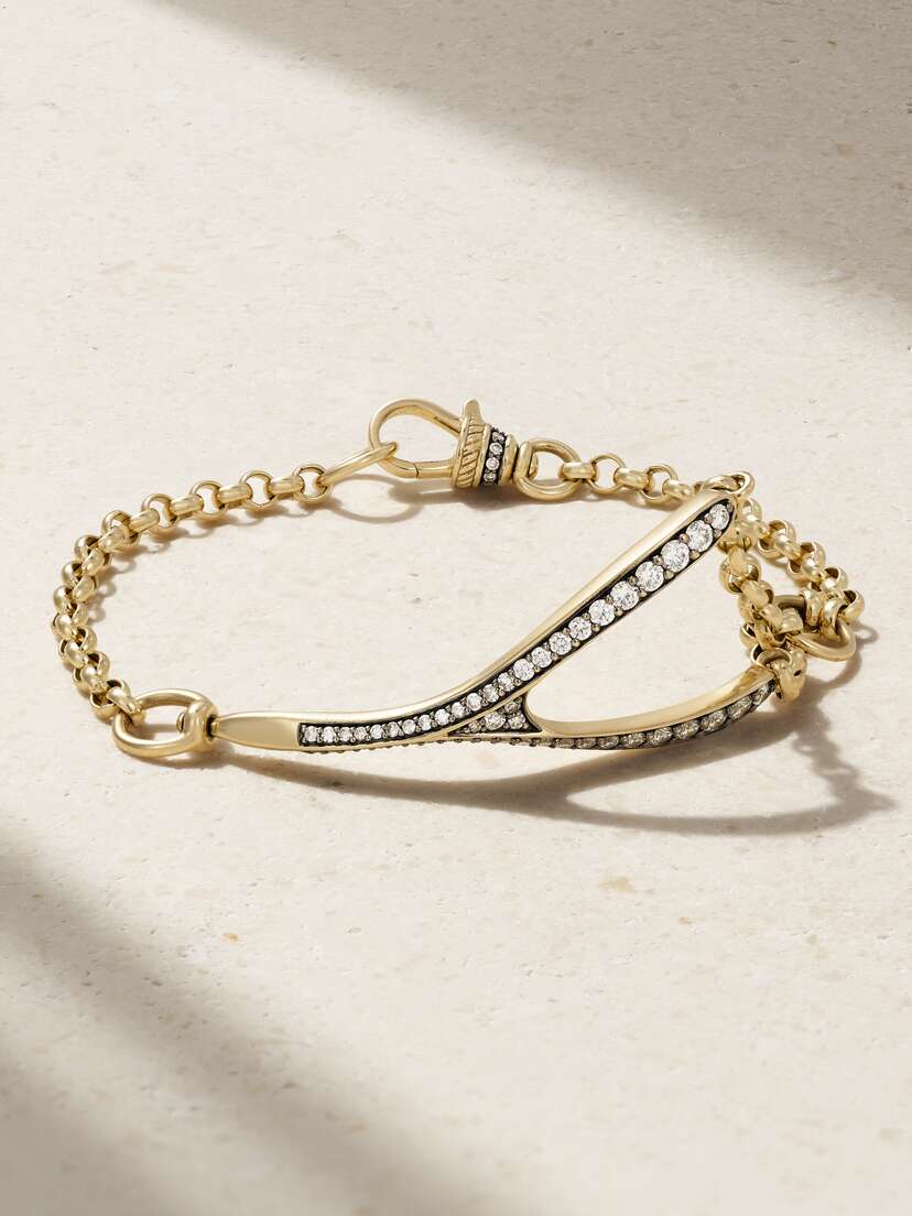 Lucy Delius Wishbone Rhodium-plated 14-karat Gold Diamond Bracelet