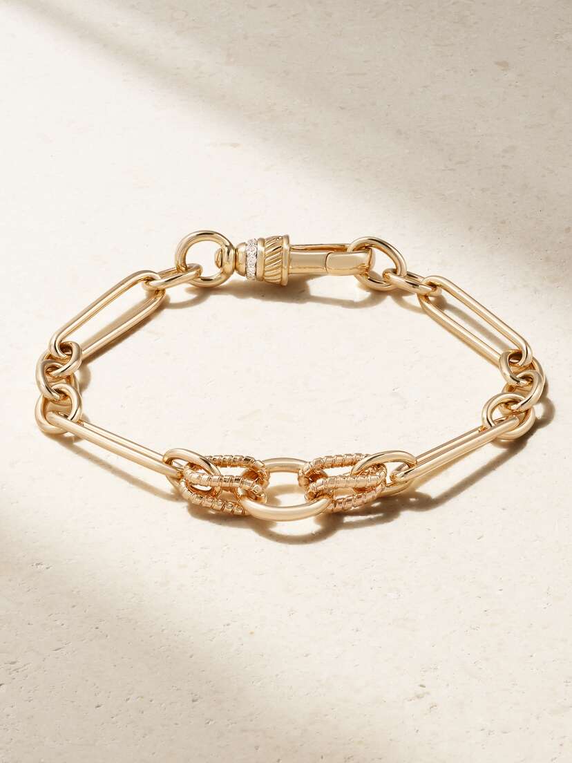 Lucy Delius Trombone 14-karat Gold Diamond Bracelet