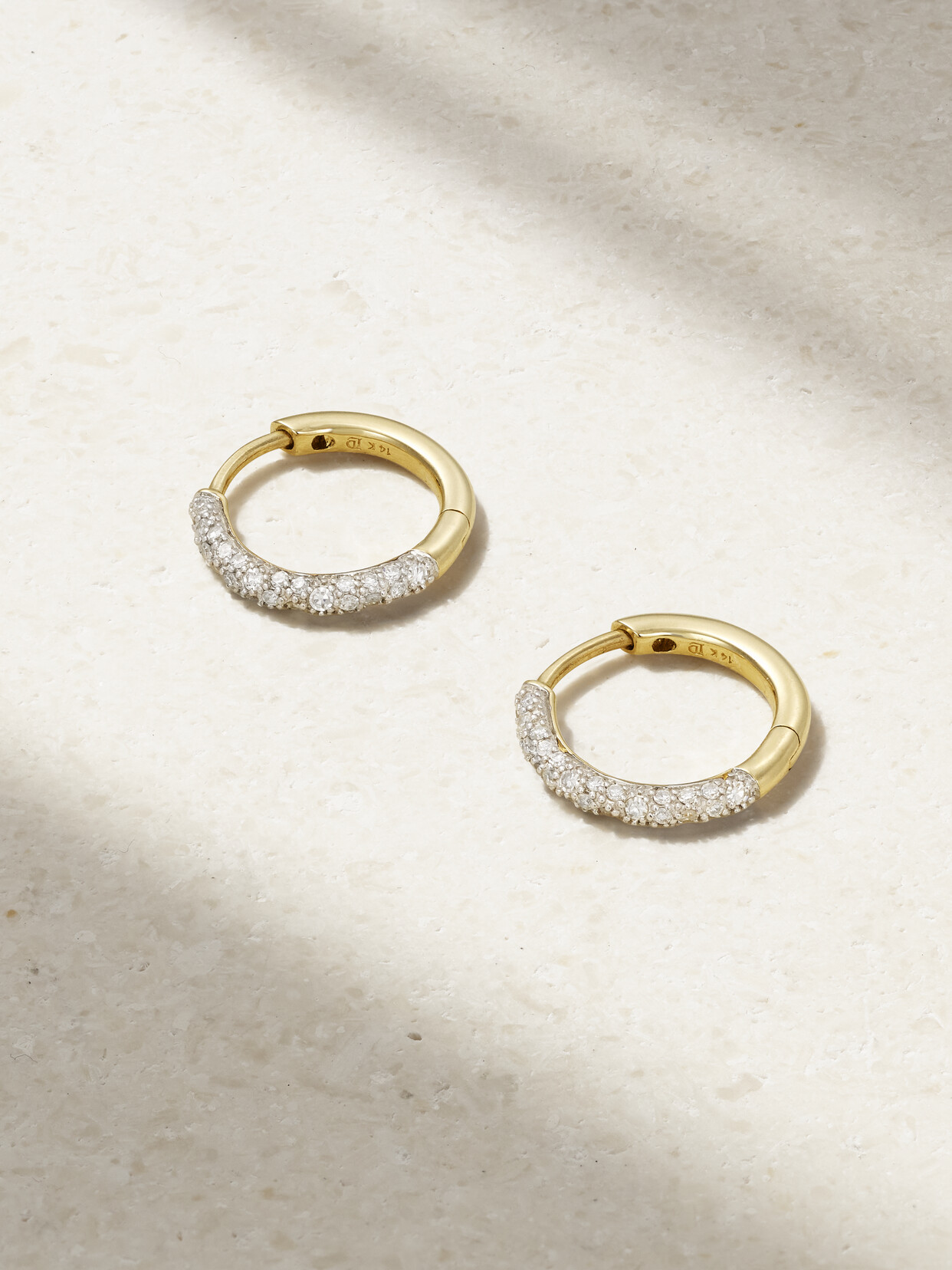 Lucy Delius Medium 14-karat Recycled Gold Diamond Hoop Earrings