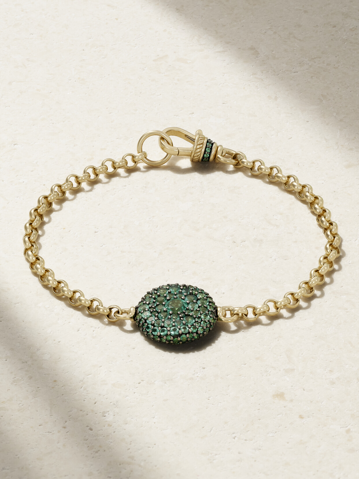 Lucy Delius Pocket Watch Rhodium-plated 14-karat Recycled Gold Emerald Bracelet - One size