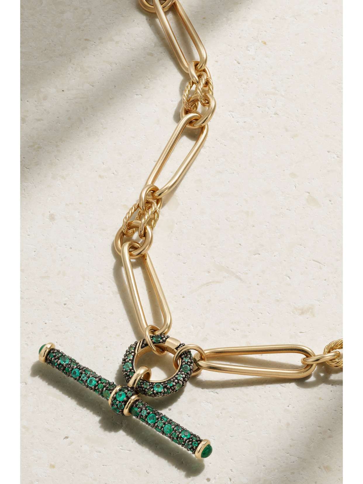 Lucy Delius Twisted Link Connection 14-karat Gold Emerald Necklace In Gold