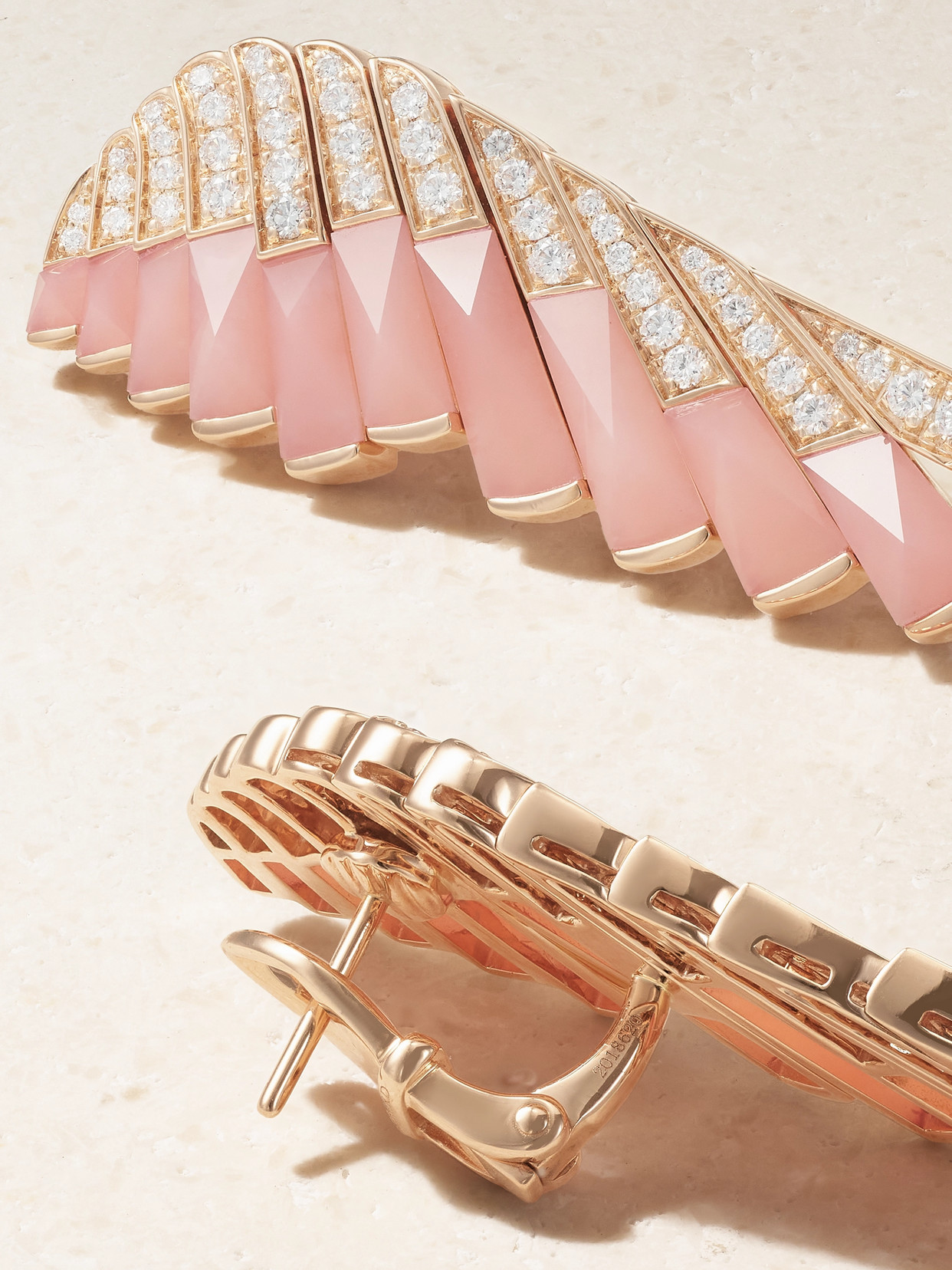 Garrard Wings Rising 18-karat Rose Gold, Opal And Diamond Earrings In Gold